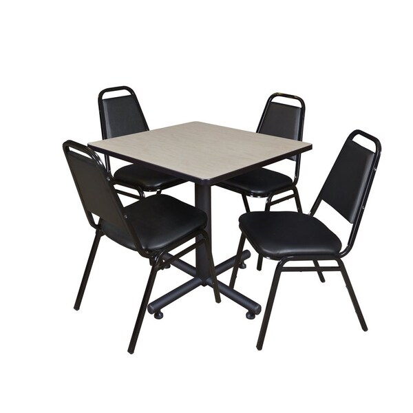 Kobe Square Tables > Breakroom Tables > Kobe Square Table & Chair Sets, Wood|Metal|Vinyl Top, Maple - TKB3030PL29BK