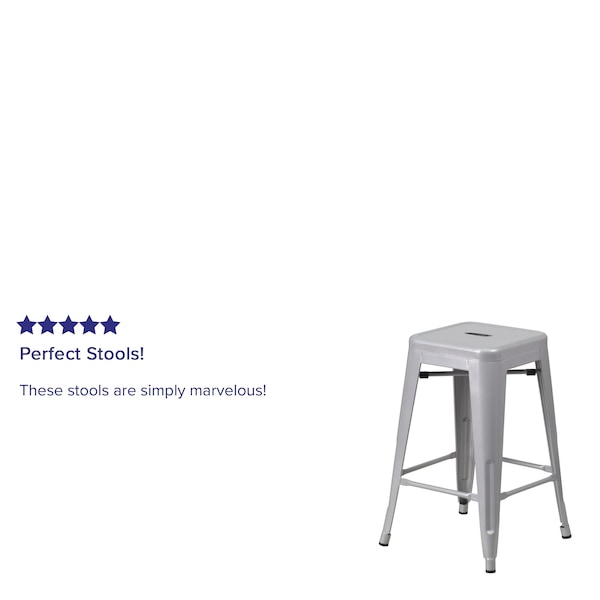 Flash Furniture 24" High Backless Silver Counter Height Stool - CH-31320-24-SIL-GG