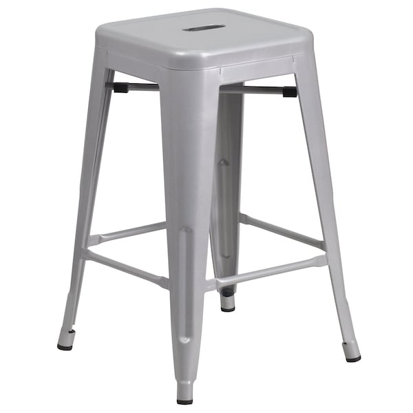 Flash Furniture 24" High Backless Silver Counter Height Stool - CH-31320-24-SIL-GG