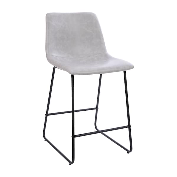 Flash Furniture 24 inch LeatherSoft Counter Height Barstools in Light Gray, Set of 2 - 2-ET-ER18345-24-LG-GG