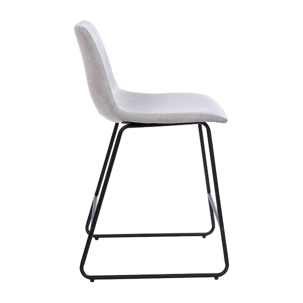 Flash Furniture 24 inch LeatherSoft Counter Height Barstools in Light Gray, Set of 2 - 2-ET-ER18345-24-LG-GG