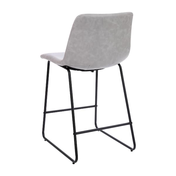Flash Furniture 24 inch LeatherSoft Counter Height Barstools in Light Gray, Set of 2 - 2-ET-ER18345-24-LG-GG