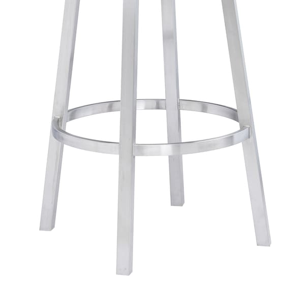 Armen Living Madrid 26" Counter Height Swivel White Faux Leather and Brushed Stainless Steel Bar Stool - LCMABABSWH26