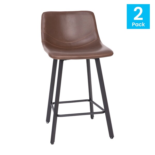 Flash Furniture 24" Chocolate Brown LeatherSoft Counter Stools, 2PK - CH-212069-24-DKBR-GG