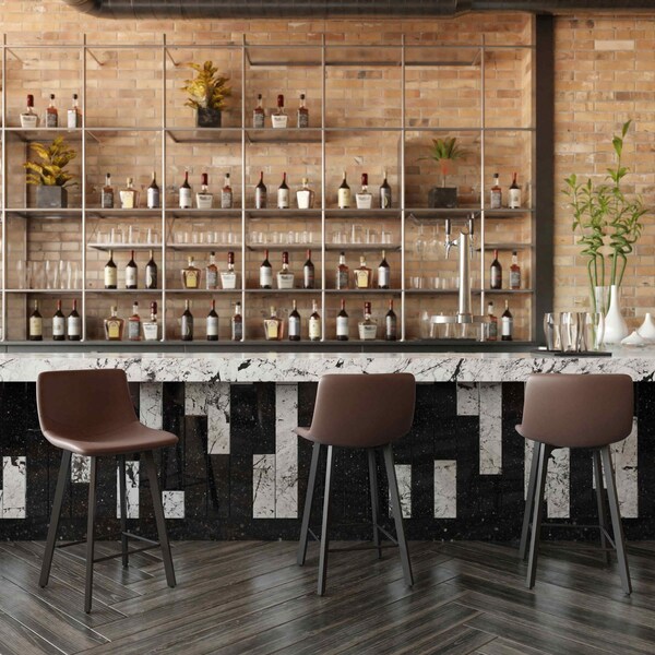 Flash Furniture 24" Chocolate Brown LeatherSoft Counter Stools, 2PK - CH-212069-24-DKBR-GG