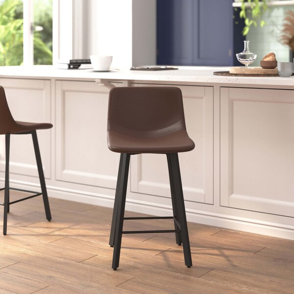 Flash Furniture 24" Chocolate Brown LeatherSoft Counter Stools, 2PK - CH-212069-24-DKBR-GG