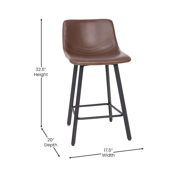 Flash Furniture 24" Chocolate Brown LeatherSoft Counter Stools, 2PK - CH-212069-24-DKBR-GG