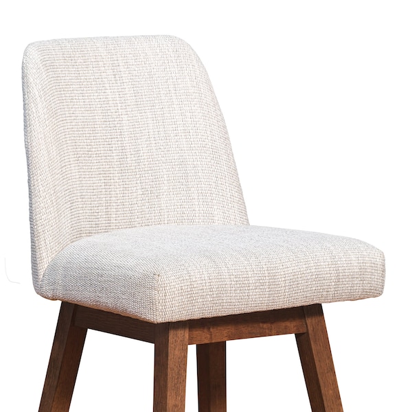 Armen Living Amalie Swivel Counter Stool in Brown Oak Wood Finish with Beige Fabric - 840254332072
