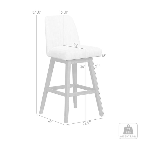 Armen Living Amalie Swivel Counter Stool in Brown Oak Wood Finish with Beige Fabric - 840254332072