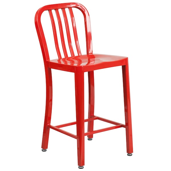 Flash Furniture 24" High Red Metal Counter Height Stool - CH-61200-24-RED-GG
