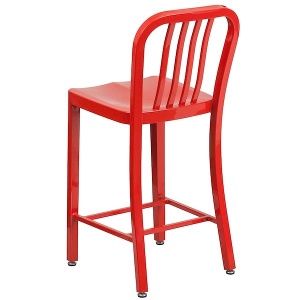 Flash Furniture 24" High Red Metal Counter Height Stool - CH-61200-24-RED-GG