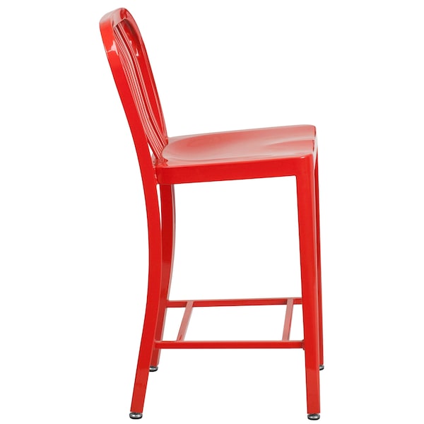 Flash Furniture 24" High Red Metal Counter Height Stool - CH-61200-24-RED-GG