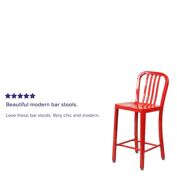 Flash Furniture 24" High Red Metal Counter Height Stool - CH-61200-24-RED-GG