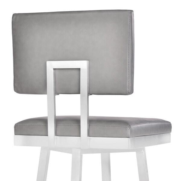 Armen Living Balboa 26" Counter Height Swivel Vintage Gray and Brushed Stainless Steel Bar Stool - LCBBBABSVG26