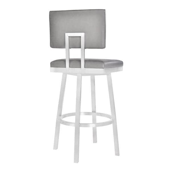 Armen Living Balboa 26" Counter Height Swivel Vintage Gray and Brushed Stainless Steel Bar Stool - LCBBBABSVG26