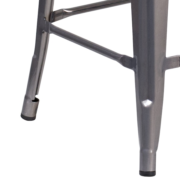 Flash Furniture Clear Backless Metal Stool, 24" - XU-DG-TP0004-24-GG
