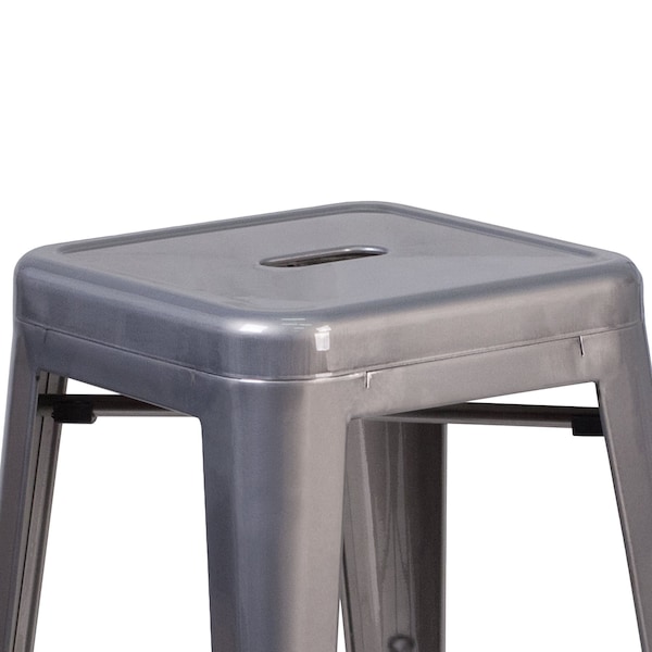 Flash Furniture Clear Backless Metal Stool, 24" - XU-DG-TP0004-24-GG