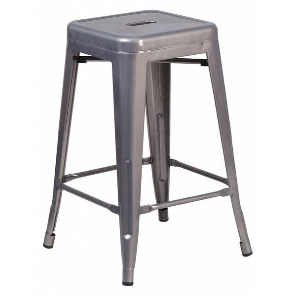 Flash Furniture Clear Backless Metal Stool, 24" - XU-DG-TP0004-24-GG