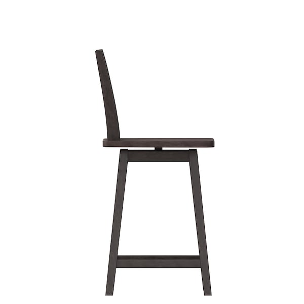 Flash Furniture Gwendolyn Commercial Solid Wood Modern Farmhouse Swivel Counter Height Barstool in Gray Wash Walnut - ES-G1-24-GY-GG