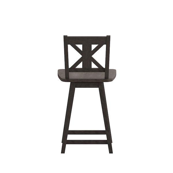 Flash Furniture Gwendolyn Commercial Solid Wood Modern Farmhouse Swivel Counter Height Barstool in Gray Wash Walnut - ES-G1-24-GY-GG
