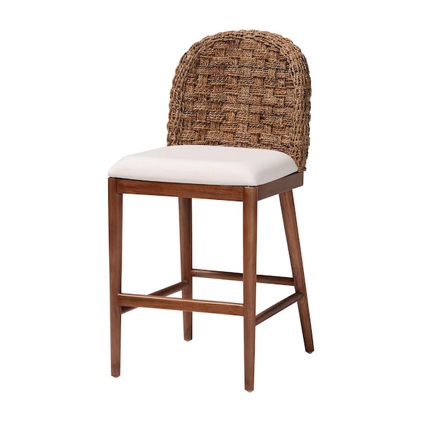 Baxton Studio bali & pari Denver Modern Bohemian Walnut Brown Finished Acacia Wood and Seagrass Counter Stool - 239-13365-ZORO