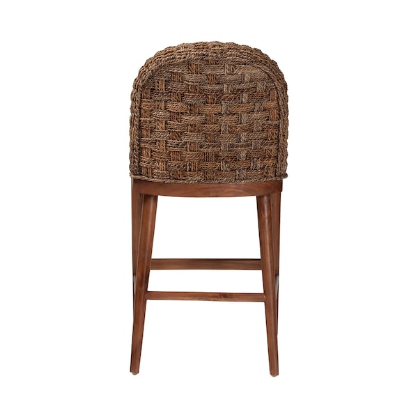 Baxton Studio bali & pari Denver Modern Bohemian Walnut Brown Finished Acacia Wood and Seagrass Counter Stool - 239-13365-ZORO