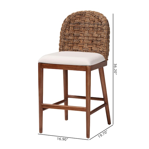 Baxton Studio bali & pari Denver Modern Bohemian Walnut Brown Finished Acacia Wood and Seagrass Counter Stool - 239-13365-ZORO