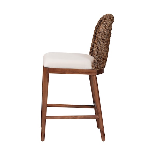 Baxton Studio bali & pari Denver Modern Bohemian Walnut Brown Finished Acacia Wood and Seagrass Counter Stool - 239-13365-ZORO