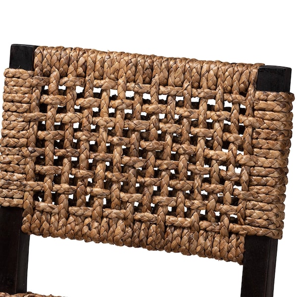 Baxton Studio Alise Modern Bohemian Dark Brown Mahogany Wood and Banana Fiber Counter Stool - 228-13127-ZORO