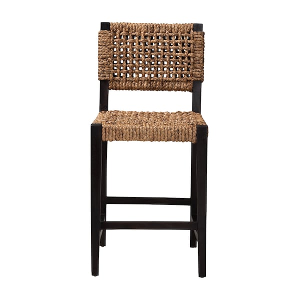 Baxton Studio Alise Modern Bohemian Dark Brown Mahogany Wood and Banana Fiber Counter Stool - 228-13127-ZORO
