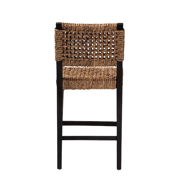 Baxton Studio Alise Modern Bohemian Dark Brown Mahogany Wood and Banana Fiber Counter Stool - 228-13127-ZORO
