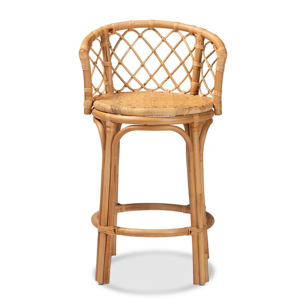 Baxton Studio Orchard Modern Bohemian Natural Brown Rattan Counter Stool - 203-12587