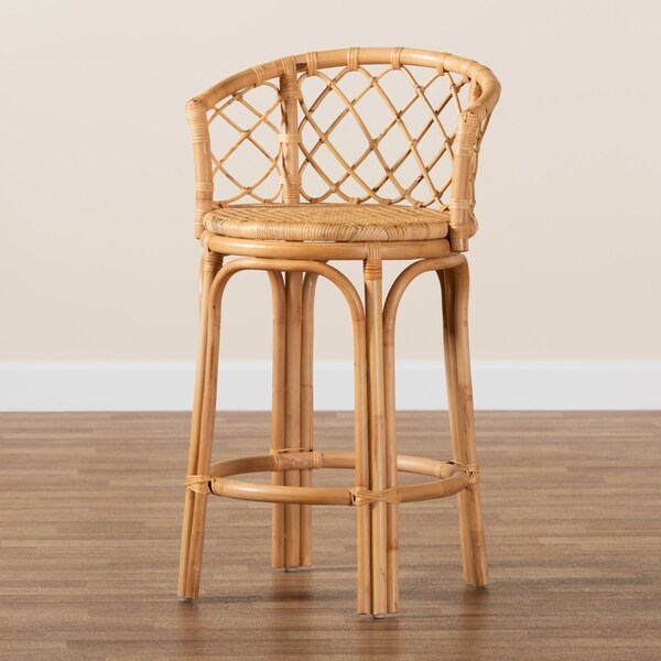 Baxton Studio Orchard Modern Bohemian Natural Brown Rattan Counter Stool - 203-12587