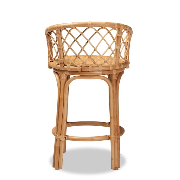 Baxton Studio Orchard Modern Bohemian Natural Brown Rattan Counter Stool - 203-12587