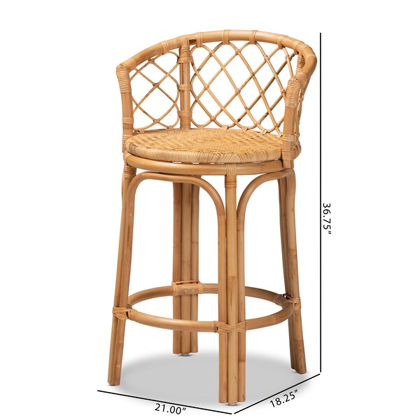 Baxton Studio Orchard Modern Bohemian Natural Brown Rattan Counter Stool - 203-12587
