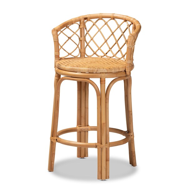 Baxton Studio Orchard Modern Bohemian Natural Brown Rattan Counter Stool - 203-12587