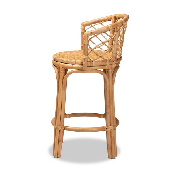 Baxton Studio Orchard Modern Bohemian Natural Brown Rattan Counter Stool - 203-12587