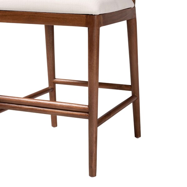 Bali & Pari Nadim Modern Bohemian Seagrass and Acacia Wood Counter Stool - 242-13488-ZORO