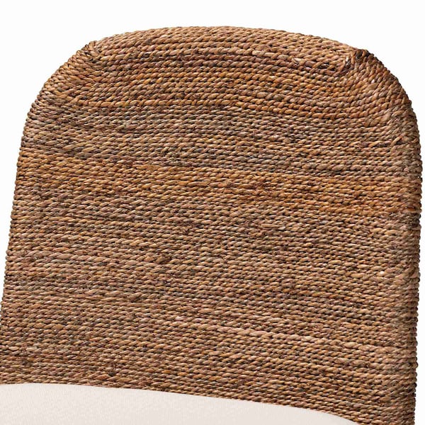 Bali & Pari Nadim Modern Bohemian Seagrass and Acacia Wood Counter Stool - 242-13488-ZORO