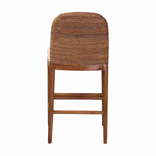 Bali & Pari Nadim Modern Bohemian Seagrass and Acacia Wood Counter Stool - 242-13488-ZORO