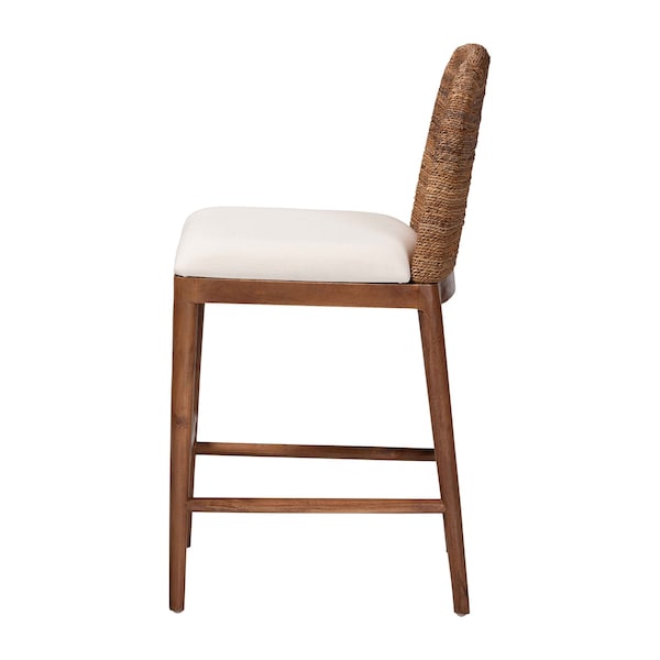 Bali & Pari Nadim Modern Bohemian Seagrass and Acacia Wood Counter Stool - 242-13488-ZORO