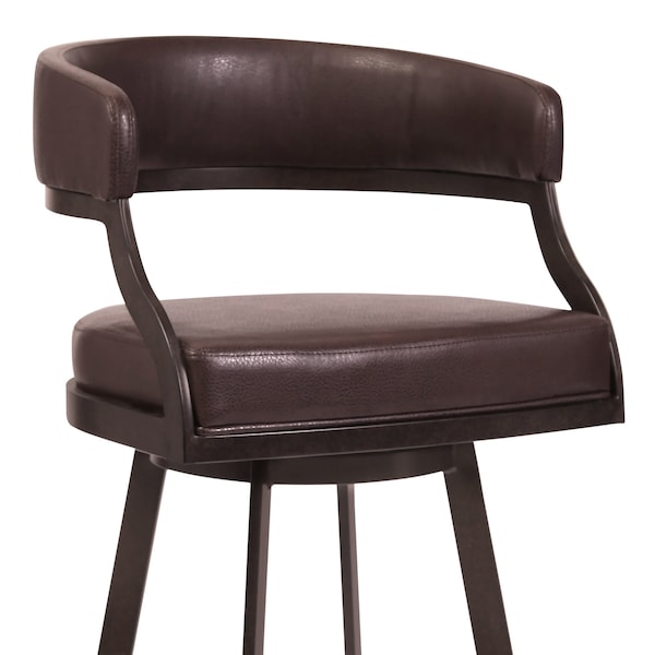 Armen Living Dione 26" Counter Height Barstool in Auburn Bay and Brown Faux Leather - 721535746927
