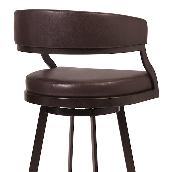 Armen Living Dione 26" Counter Height Barstool in Auburn Bay and Brown Faux Leather - 721535746927