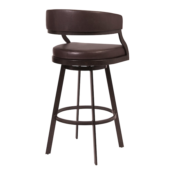 Armen Living Dione 26" Counter Height Barstool in Auburn Bay and Brown Faux Leather - 721535746927