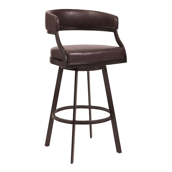 Armen Living Dione 26" Counter Height Barstool in Auburn Bay and Brown Faux Leather - 721535746927
