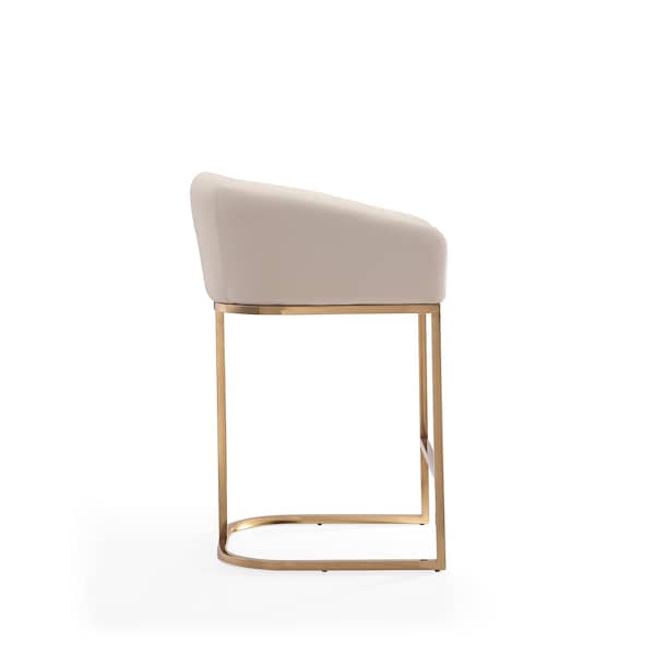 Manhattan Comfort Louvre Counter Stool in Cream and Titanium Gold - CS009-CR