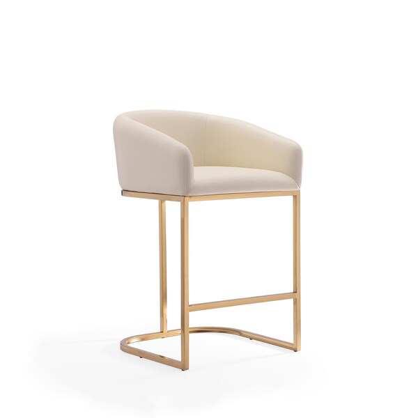 Manhattan Comfort Louvre Counter Stool in Cream and Titanium Gold - CS009-CR