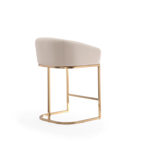 Manhattan Comfort Louvre Counter Stool in Cream and Titanium Gold - CS009-CR