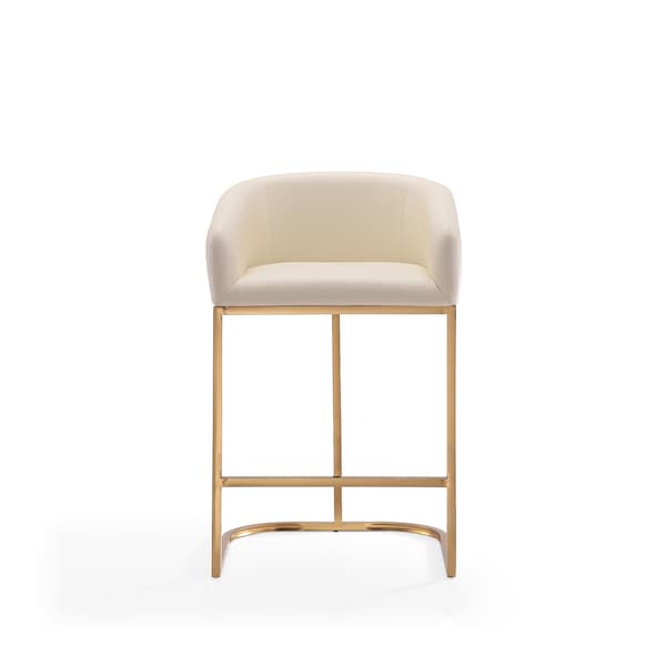Manhattan Comfort Louvre Counter Stool in Cream and Titanium Gold - CS009-CR
