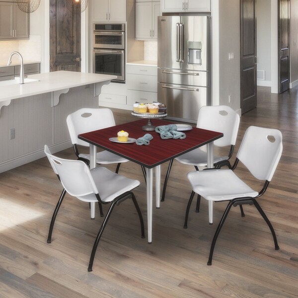 Regency Kahlo Square Table & Chair Sets, 42 W, 42 L, 29 H, Wood, Metal, Plastic Top, Mahogany - TPL4242MHCM47GY
